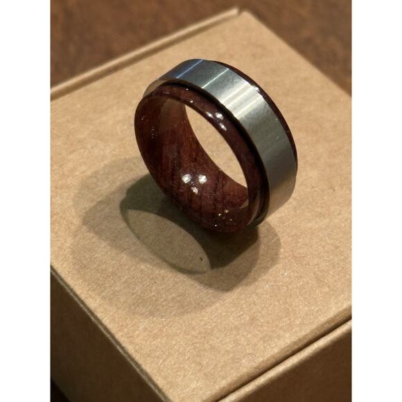 Bomb Party Mens Ring Size 8 "Wandering Soul" Titanium & Whiskey Barrel RBP3664 - Picture 1 of 5